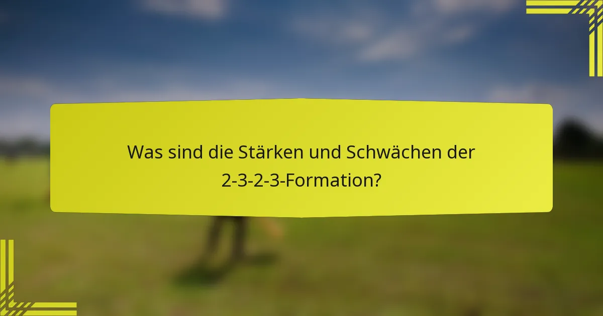 Was sind die Stärken und Schwächen der 2-3-2-3-Formation?
