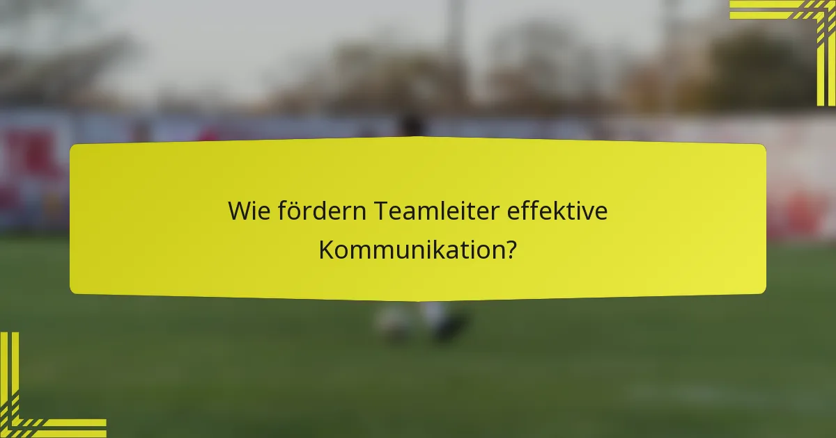 Wie fördern Teamleiter effektive Kommunikation?